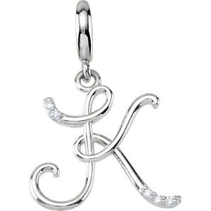 Sterling Silver Accented Script Initial D Charm/Pendant Mounting – image 2