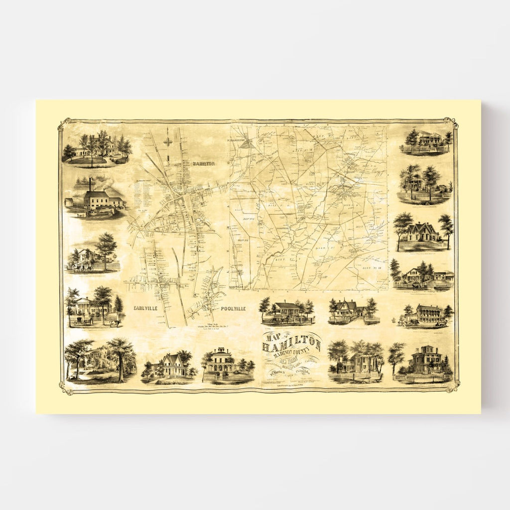 Vintage Map of Madison County, New York 1858