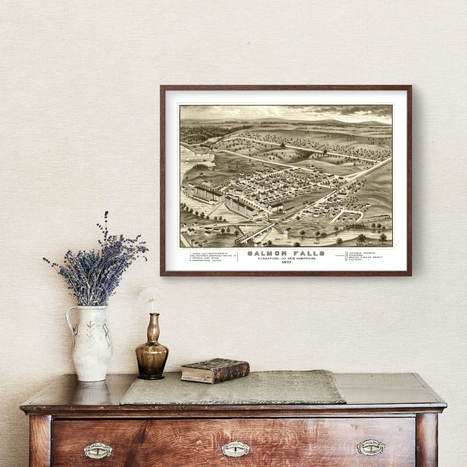 Vintage Map of Salmon Falls, New Hampshire 1877