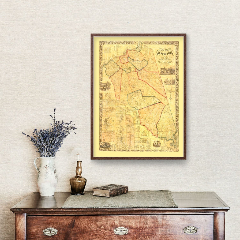 Vintage Map of Burlington County, New Jersey 1859