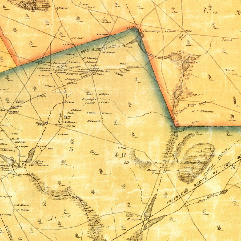 Vintage Map of Burlington County, New Jersey 1859