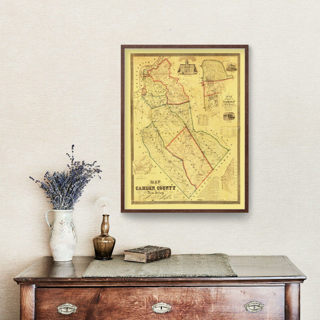 Vintage Map of Camden County, New Jersey 1857