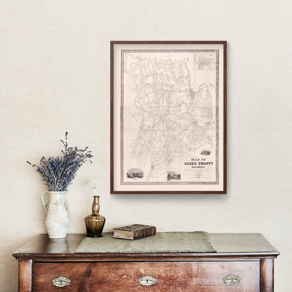 Vintage Map of Essex County, New Jersey 1850