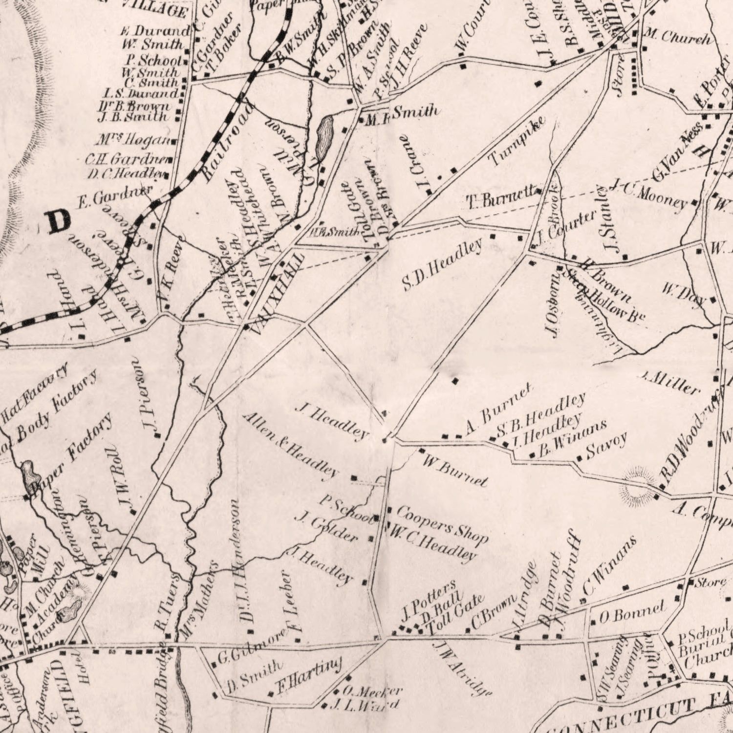 Vintage Map of Essex County, New Jersey 1850