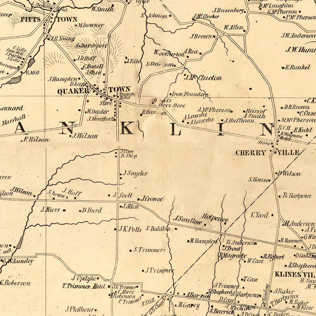 Vintage Map of Hunterdon County, New Jersey 1851