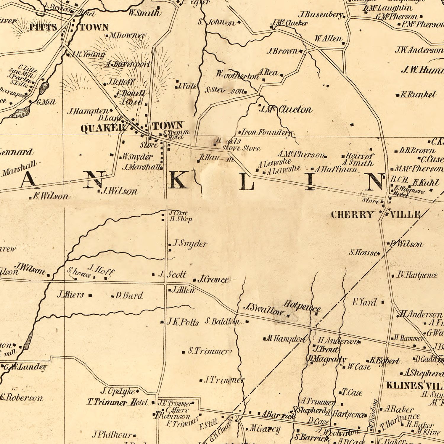 Vintage Map of Hunterdon County, New Jersey 1851