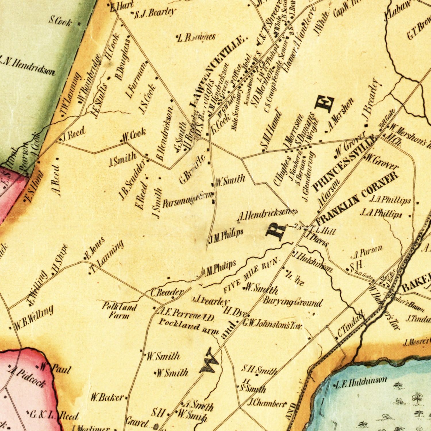 Vintage Map of Mercer County, New Jersey 1849