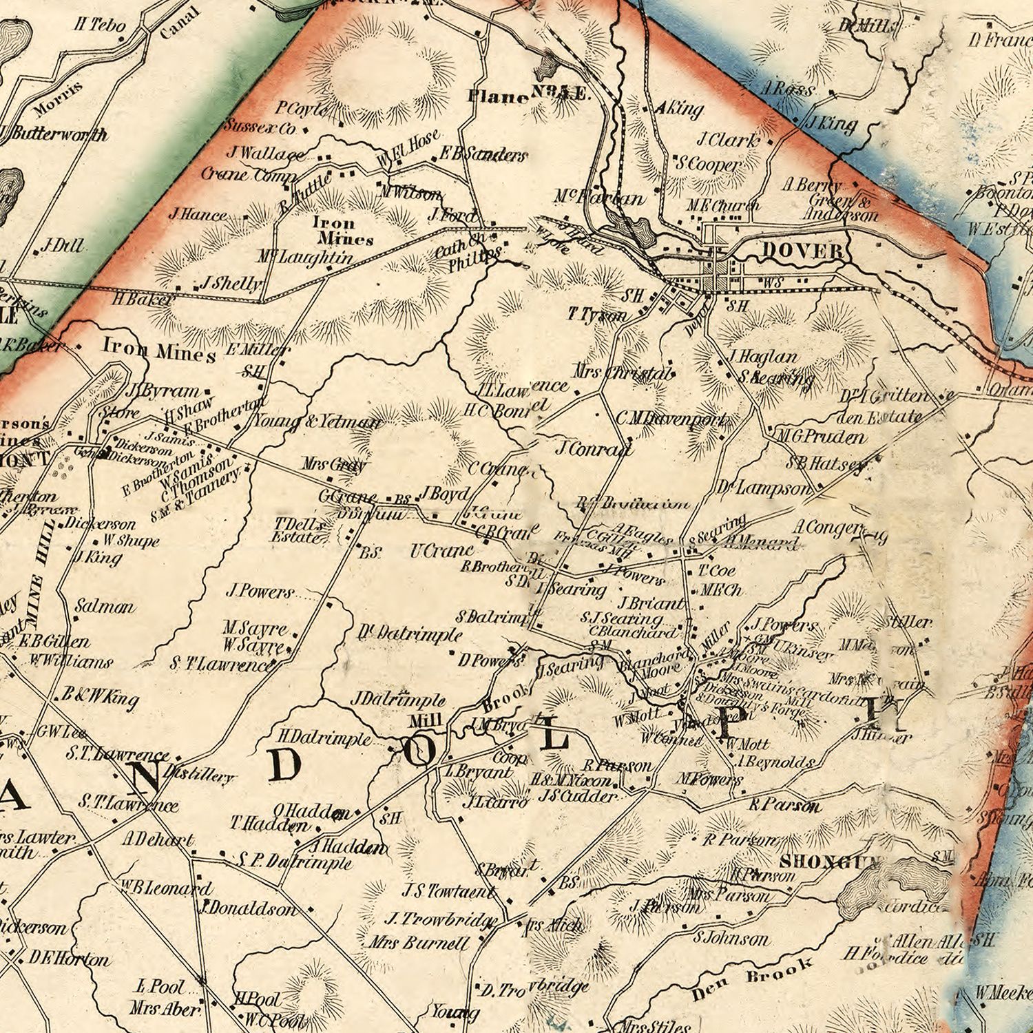 Vintage Map of Morris County, New Jersey 1853