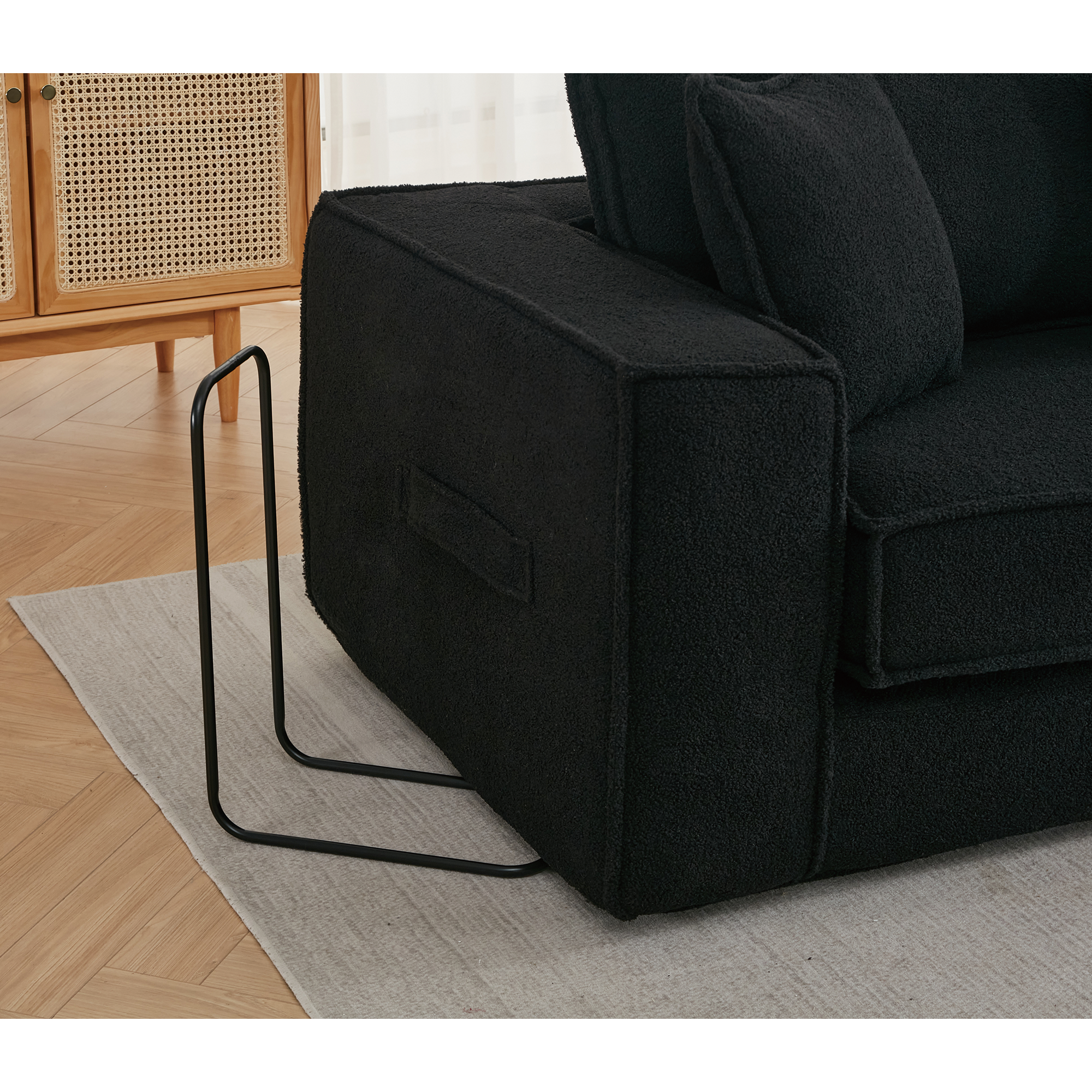 [NEW ARRIVED] [VIDEO PROVIDED]  Folding Convertible Out Sleeper Sofa Bed,2-in-1,  Combination Convertible Sofa,3 seat, Upholstered,Fold Out Floor Gaming Sofa Bed , Lamb Velvet Fabric,Living Room,Black