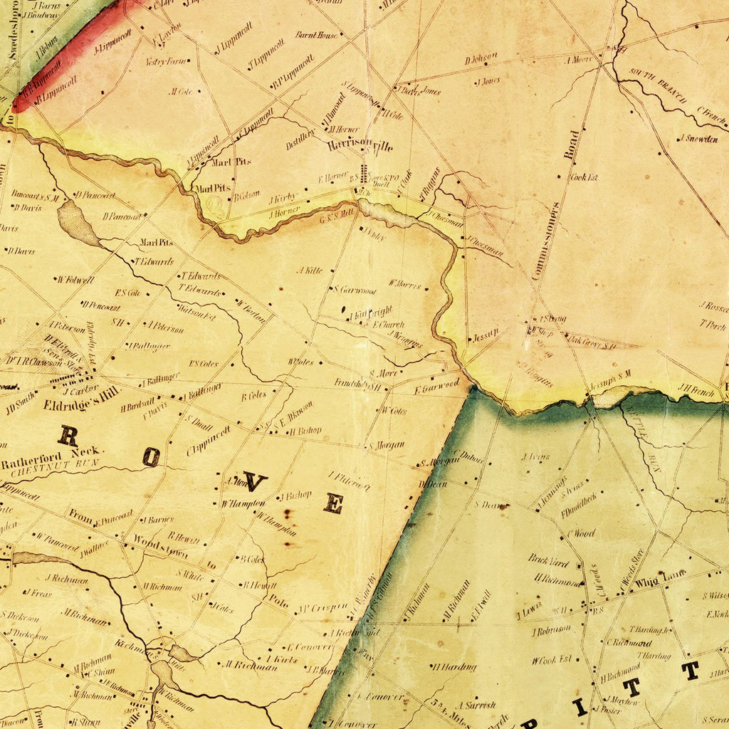 Vintage Map of Salem County, New Jersey 1849