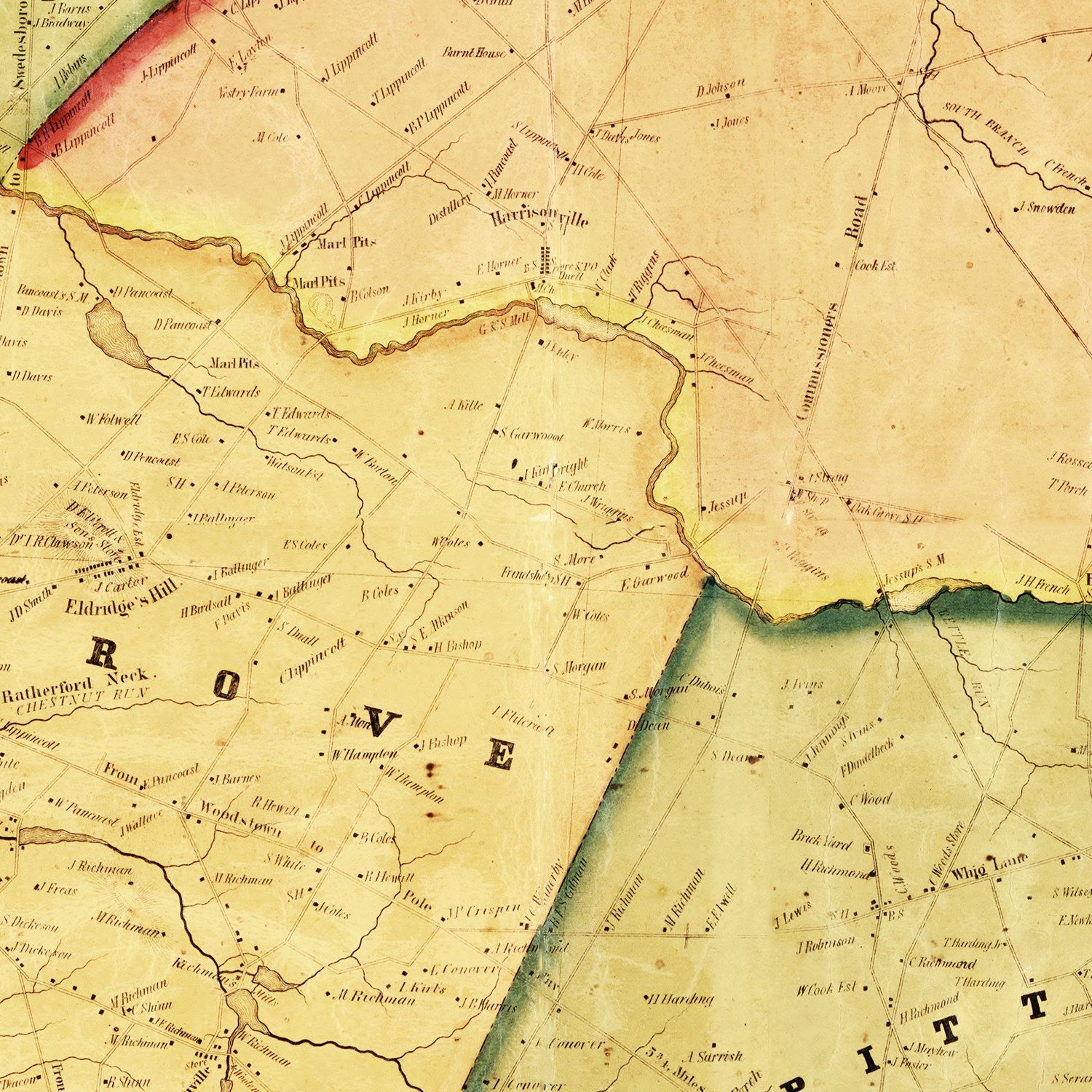 Vintage Map of Salem County, New Jersey 1849