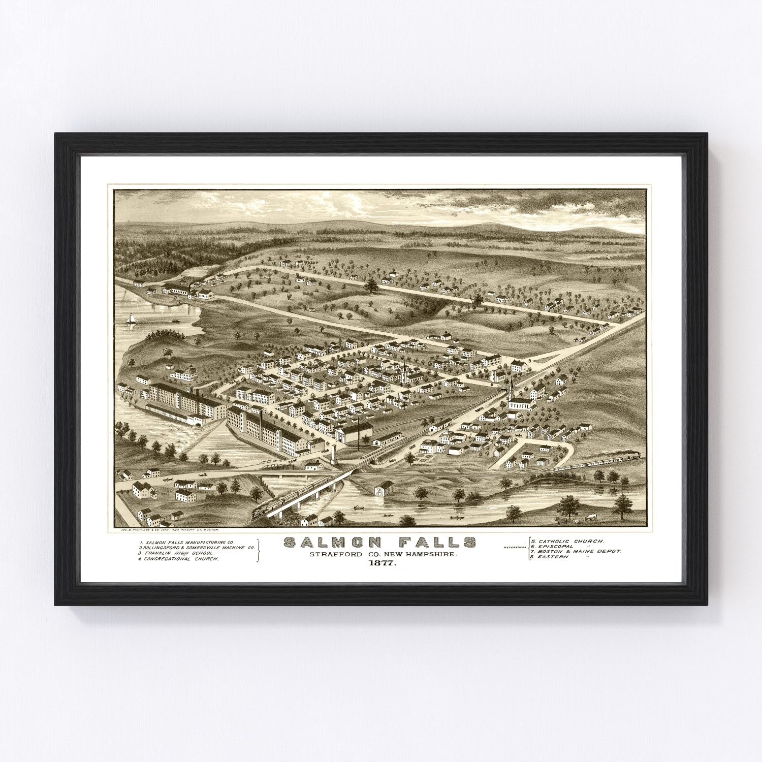 Vintage Map of Salmon Falls, New Hampshire 1877