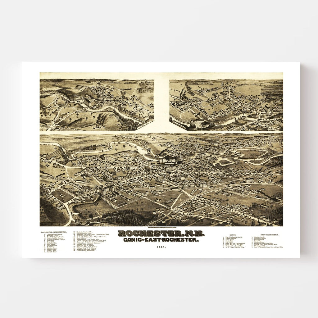 Vintage Map of Rochester, New Hampshire 1884