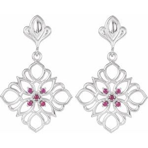 Sterling Silver & 14K White Gold Natural Ruby Earrings – image 2