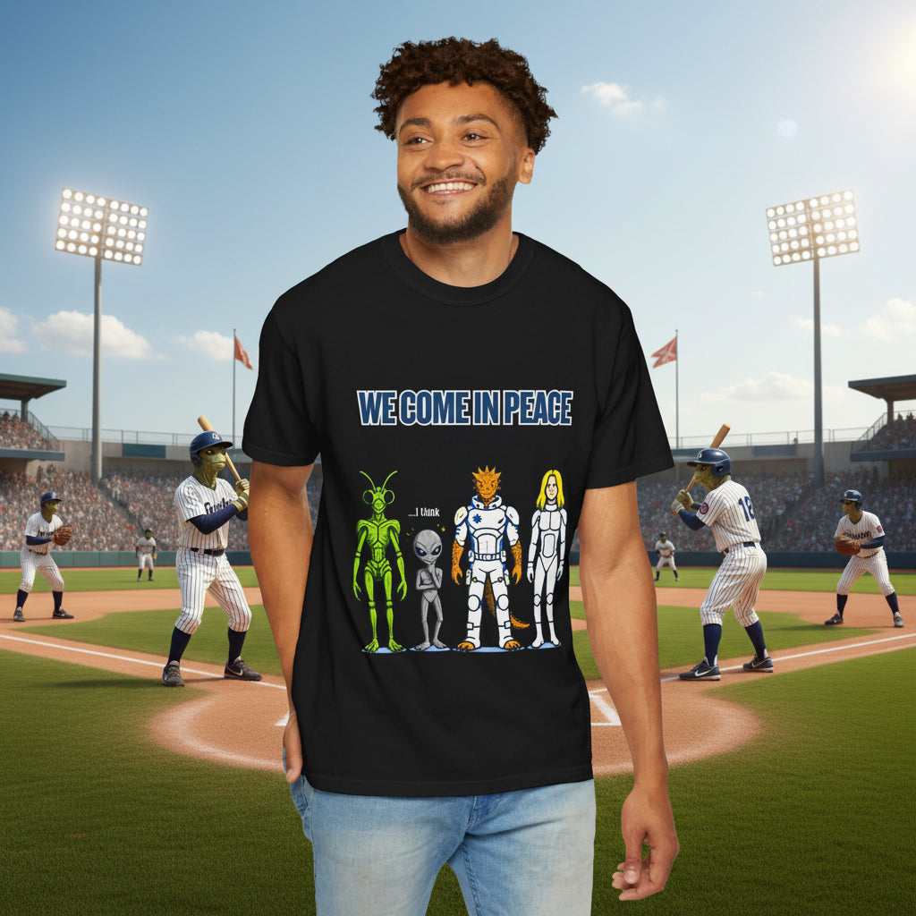 We Come in Peace Alien Crew Graphic T-Shirt