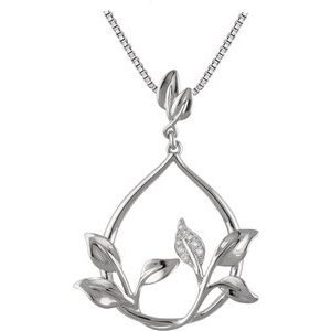 14K White Gold .05 CTW Natural Diamond Floral 18" Necklace