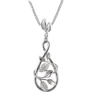 14K White Gold 1/10 CTW Natural Diamond Floral 18" Necklace