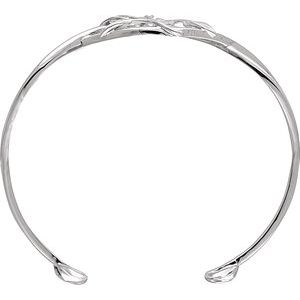 14K White Gold .05 CTW Natural Diamond Floral Cuff 6" Bracelet – image 2