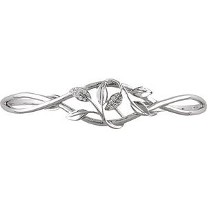14K White Gold .05 CTW Natural Diamond Floral Cuff 6" Bracelet – image 4