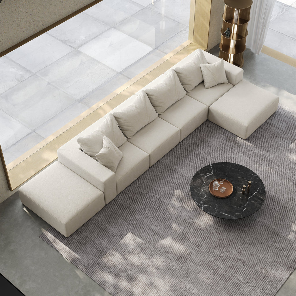 Oversized sponge cloud sofa,Modern Upholstered Sectional Sofa Couch Set,Modular 162' L Shaped Sectional Living Room Sofa Set With 6 Pillows,Free Combination Sofa Couch for Living Room,Bedroom
