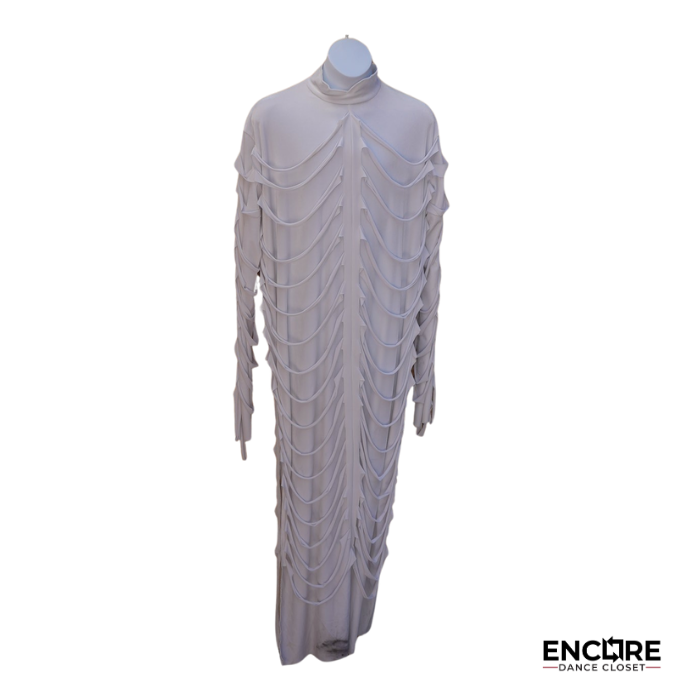 White Distressed Long Dress with Tears