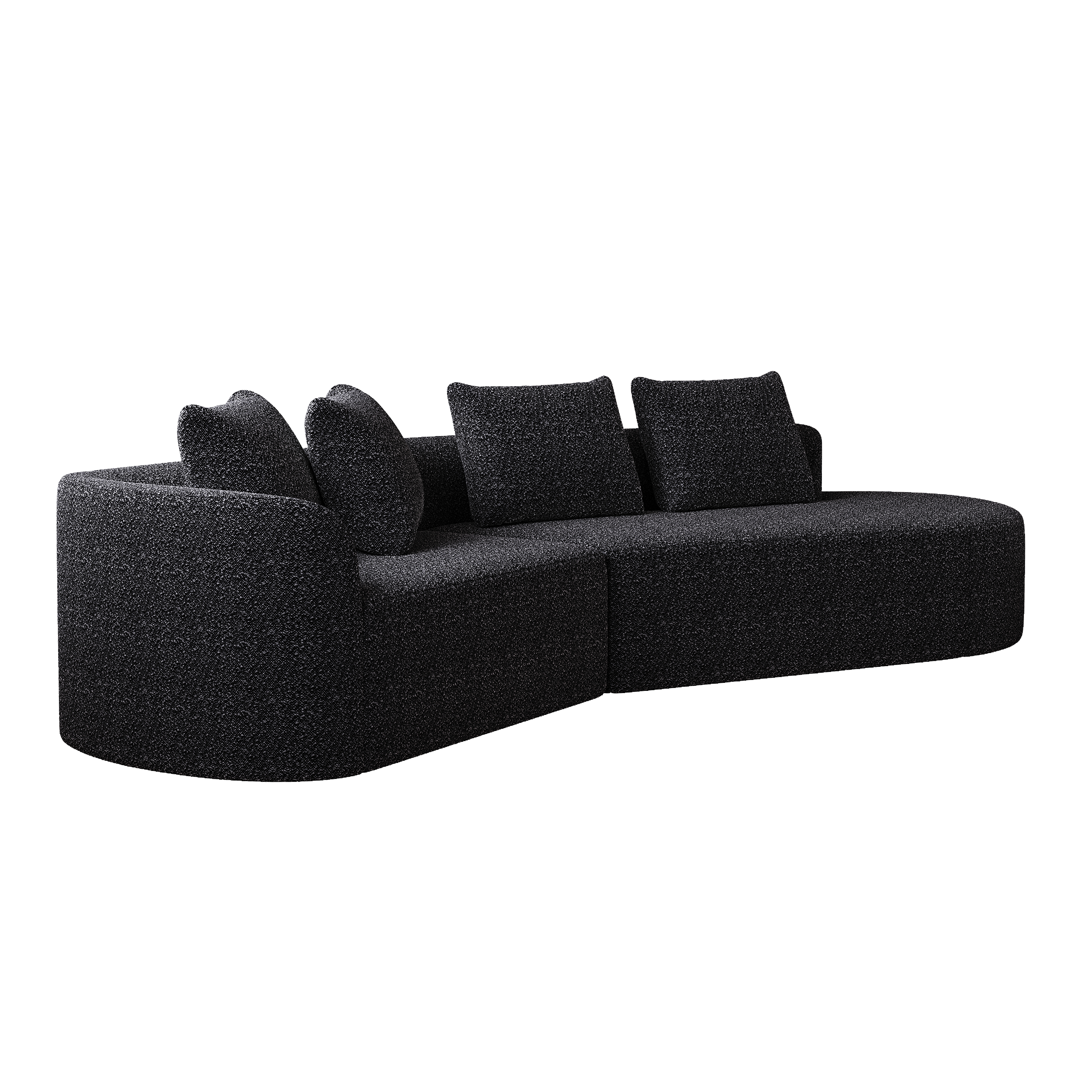 Modern Upholstered Oversized Sectional Sofa, 112-Inch Chenille 4-Seater Extra Deep & Wide Seat Curved Cloud Couch with 4 Throw Pillows, Free Combination Sofa Couch for Living Room,Bedroom