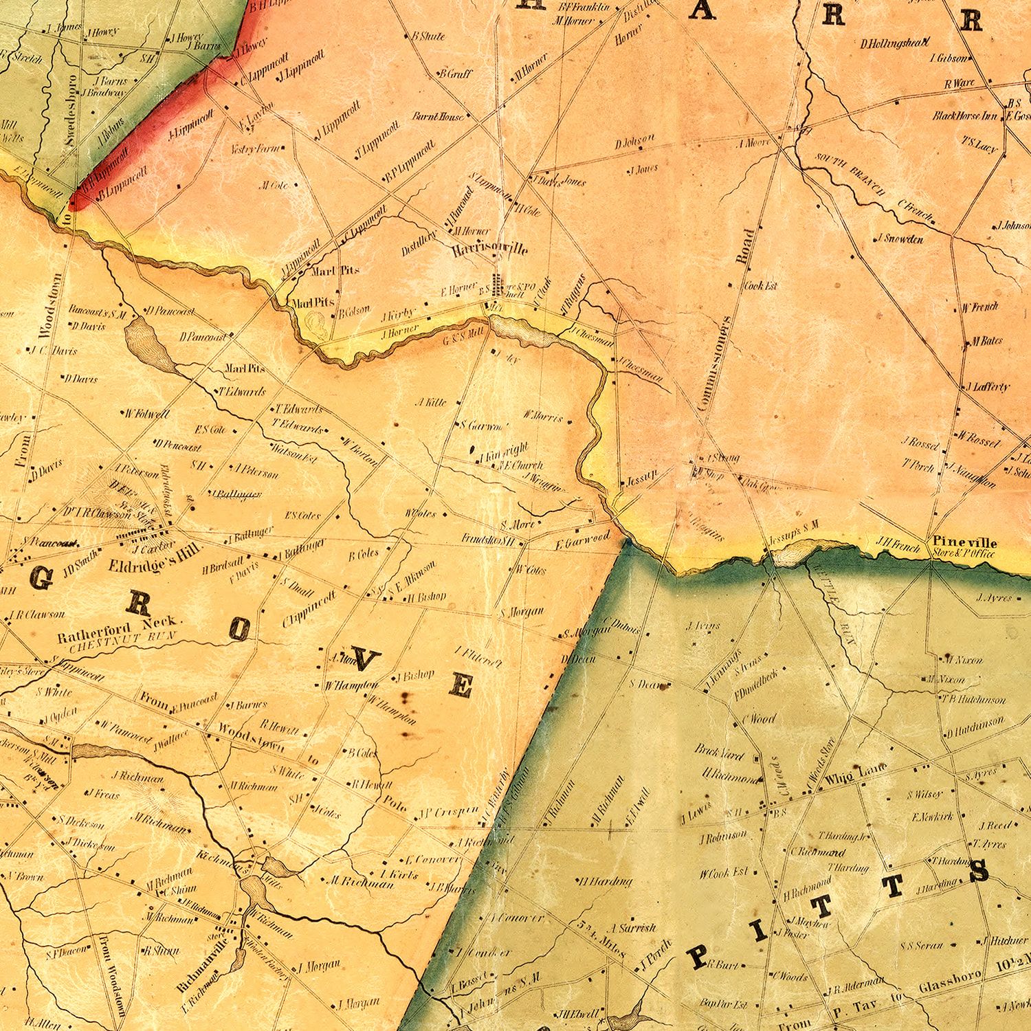 Vintage Map of Gloucester County, New Jersey 1849