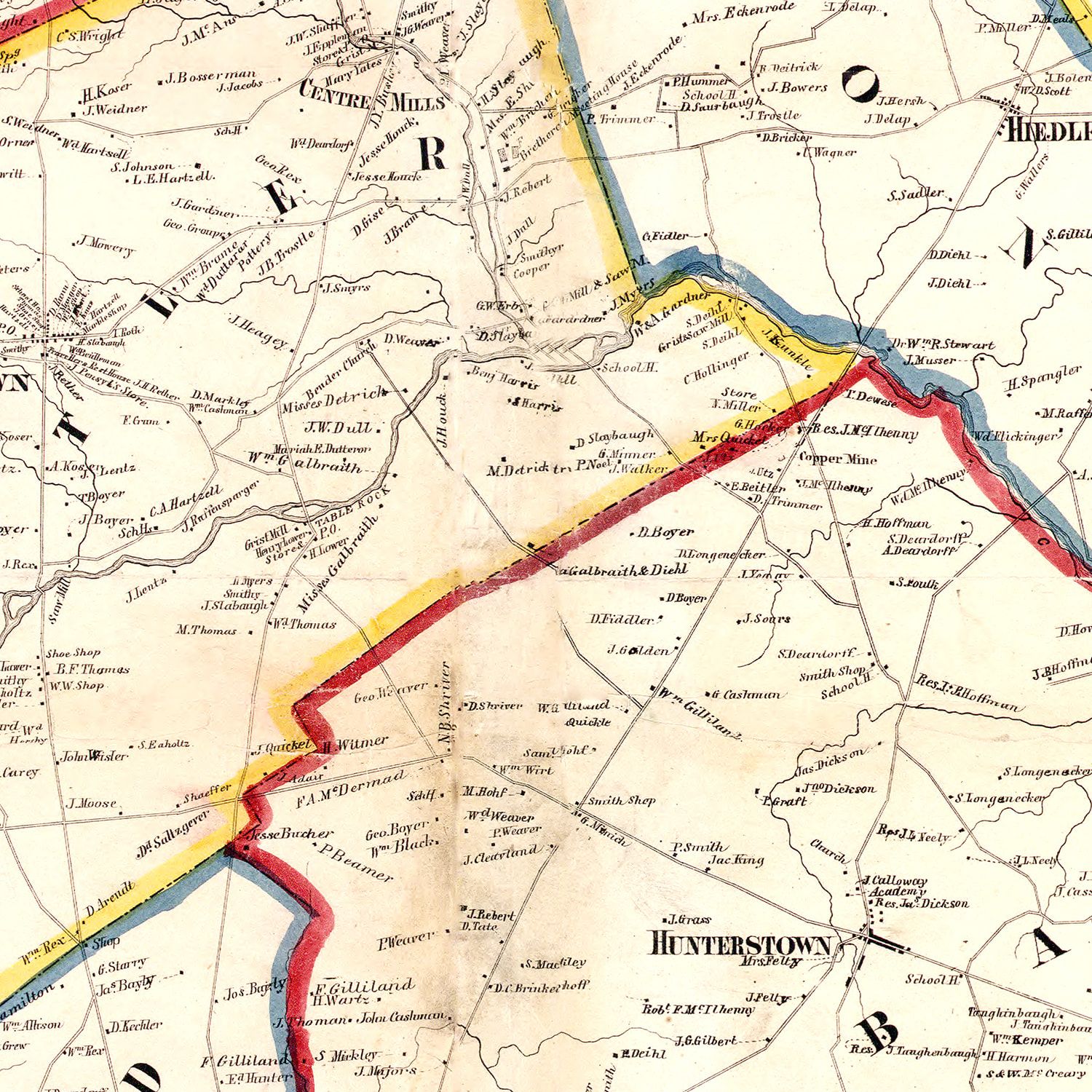 Vintage Map of Adams County, New Jersey 1858