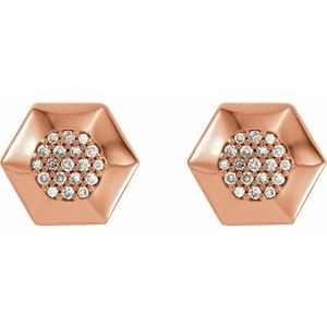 14K Rose Gold 1/6 CTW Natural Diamond Geometric Earrings – image 2