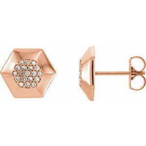 14K Rose Gold 1/6 CTW Natural Diamond Geometric Earrings
