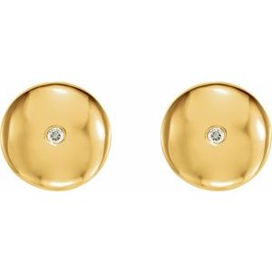 14K Yellow Gold  .03 CTW Natural Diamond Domed Earrings – image 2