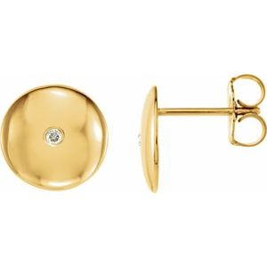 14K Yellow Gold  .03 CTW Natural Diamond Domed Earrings