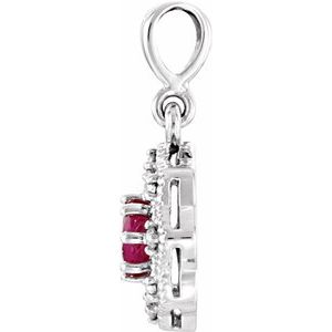 Platinum Natural Ruby & .06 CTW Natural Diamond Halo-Style Pendant