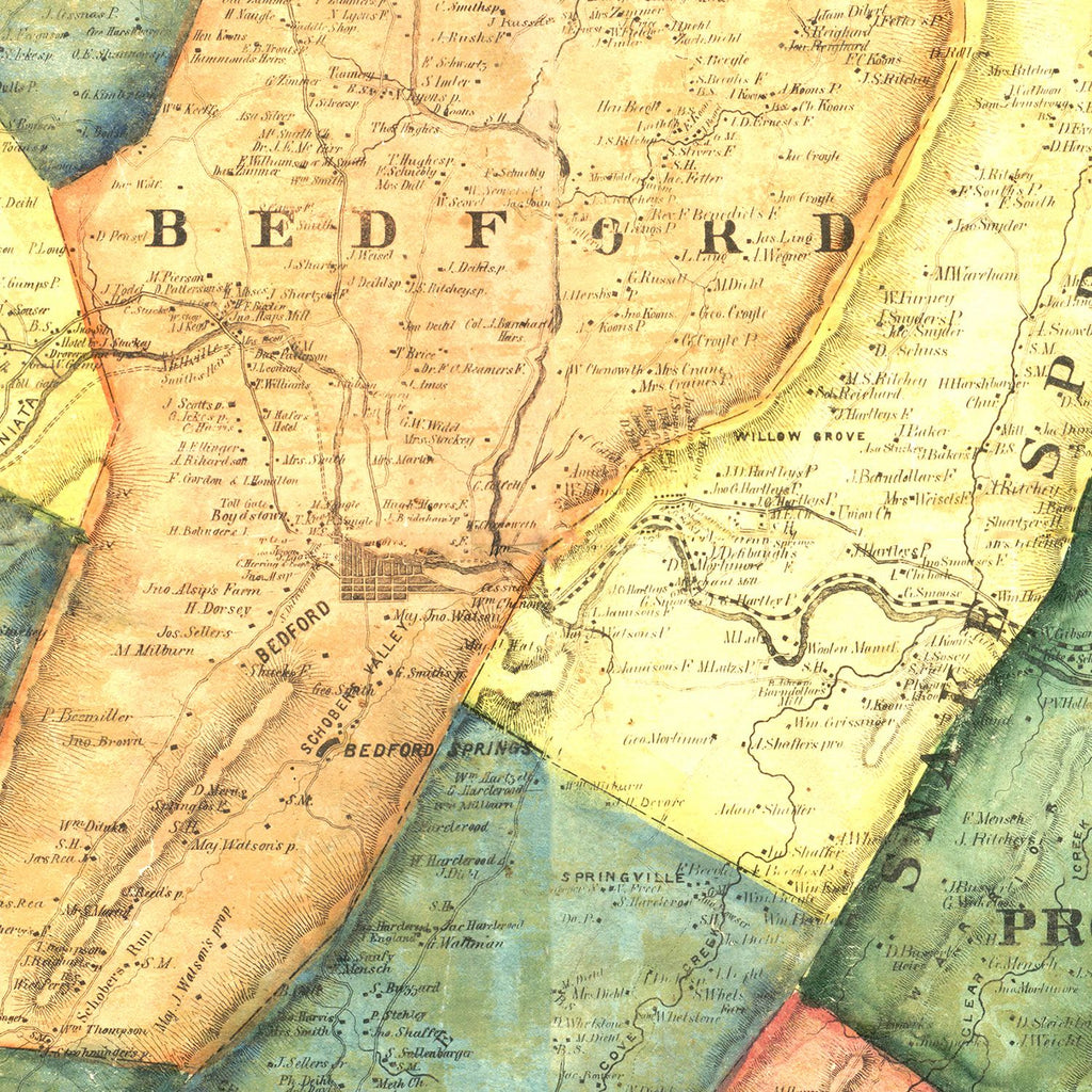 Vintage Map of Bedford County, Pennsylvania 1861