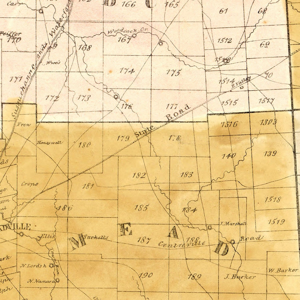 Vintage Map of Crawford County, Pennsylvania 1839