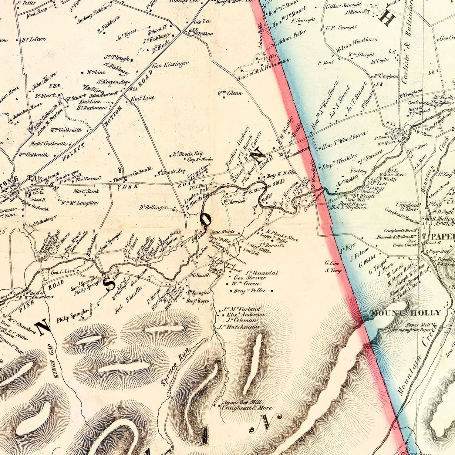 Vintage Map of Cumberland County, Pennsylvania 1858