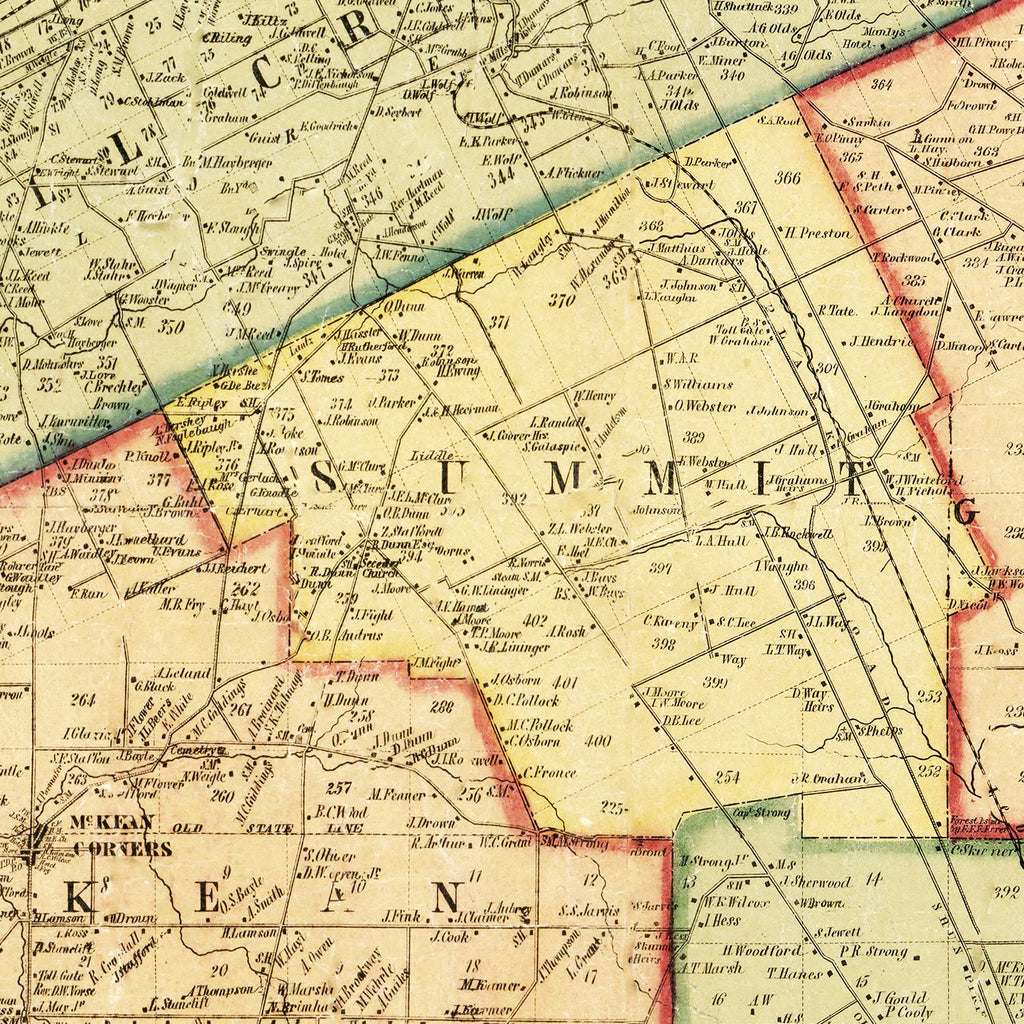 Vintage Map of Erie County, Pennsylvania 1855