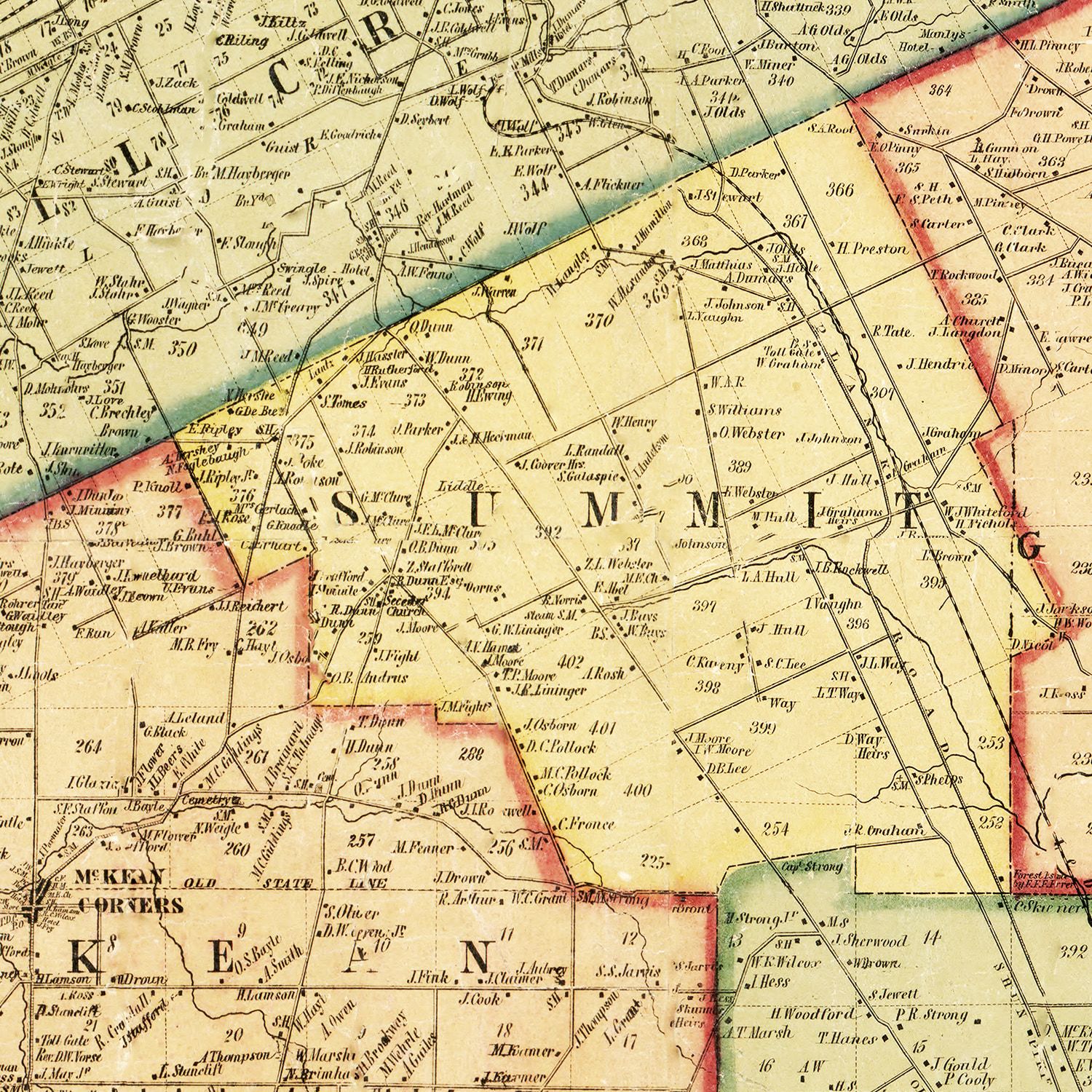 Vintage Map of Erie County, Pennsylvania 1855