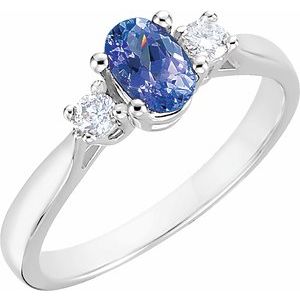14K White Gold Natural Tanzanite & 1/6 CTW Natural Diamond Ring