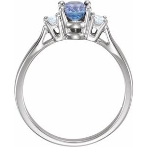 14K White Gold Natural Tanzanite & 1/6 CTW Natural Diamond Ring