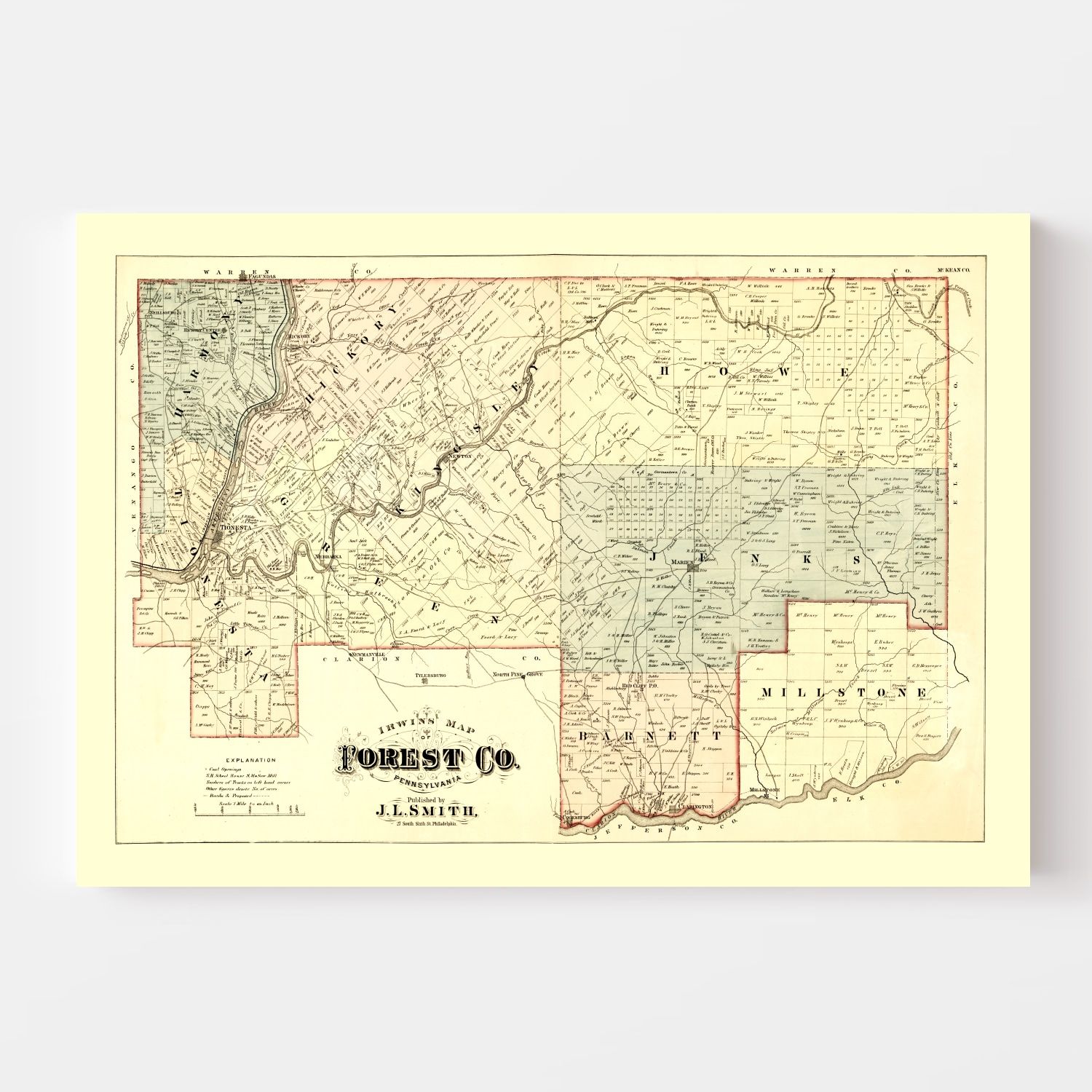 Vintage Map of Forest County, Pennsylvania 1876