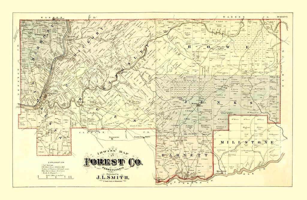 Vintage Map of Forest County, Pennsylvania 1876