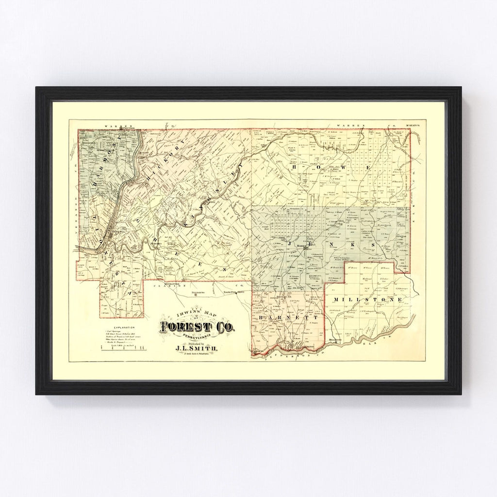 Vintage Map of Forest County, Pennsylvania 1876