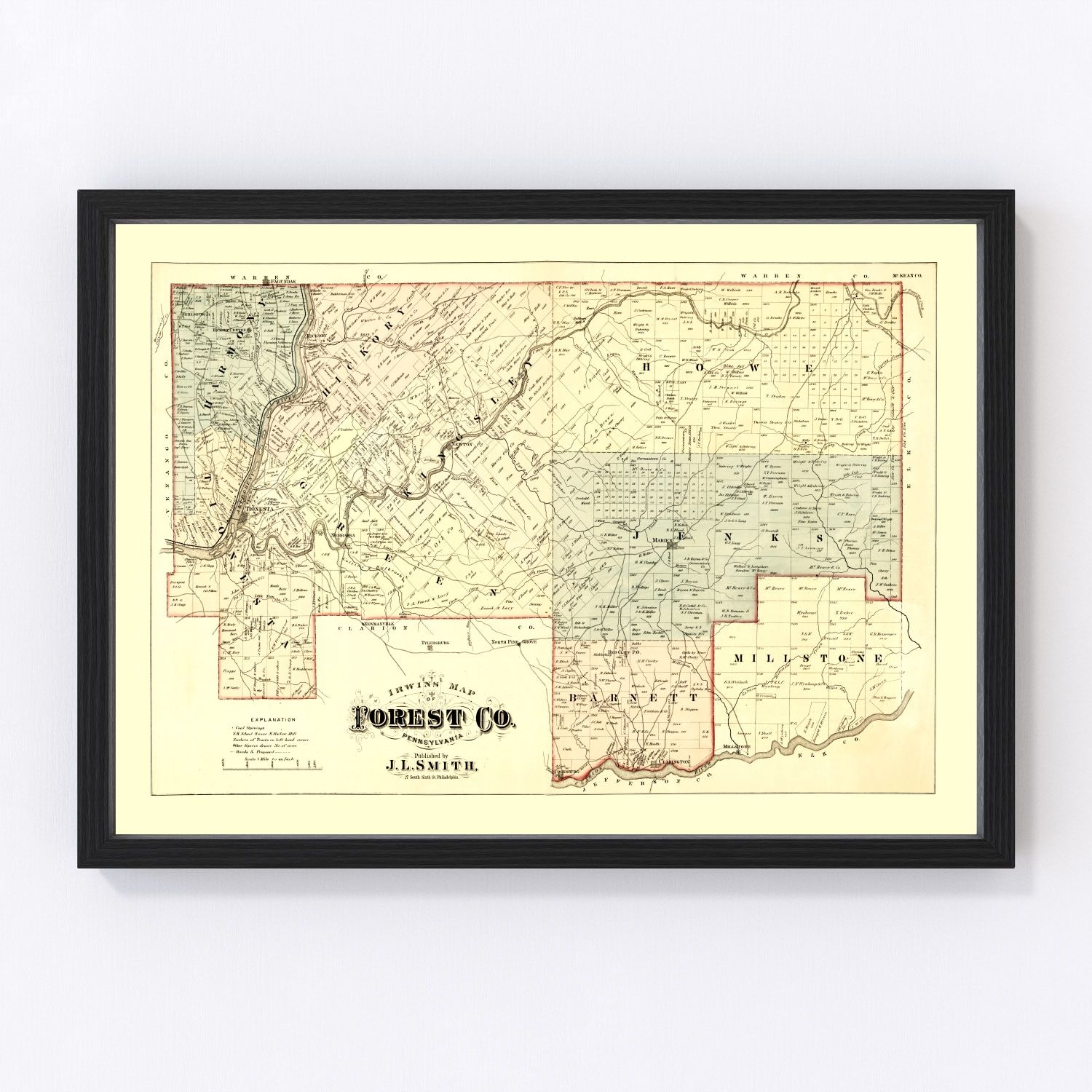 Vintage Map of Forest County, Pennsylvania 1876