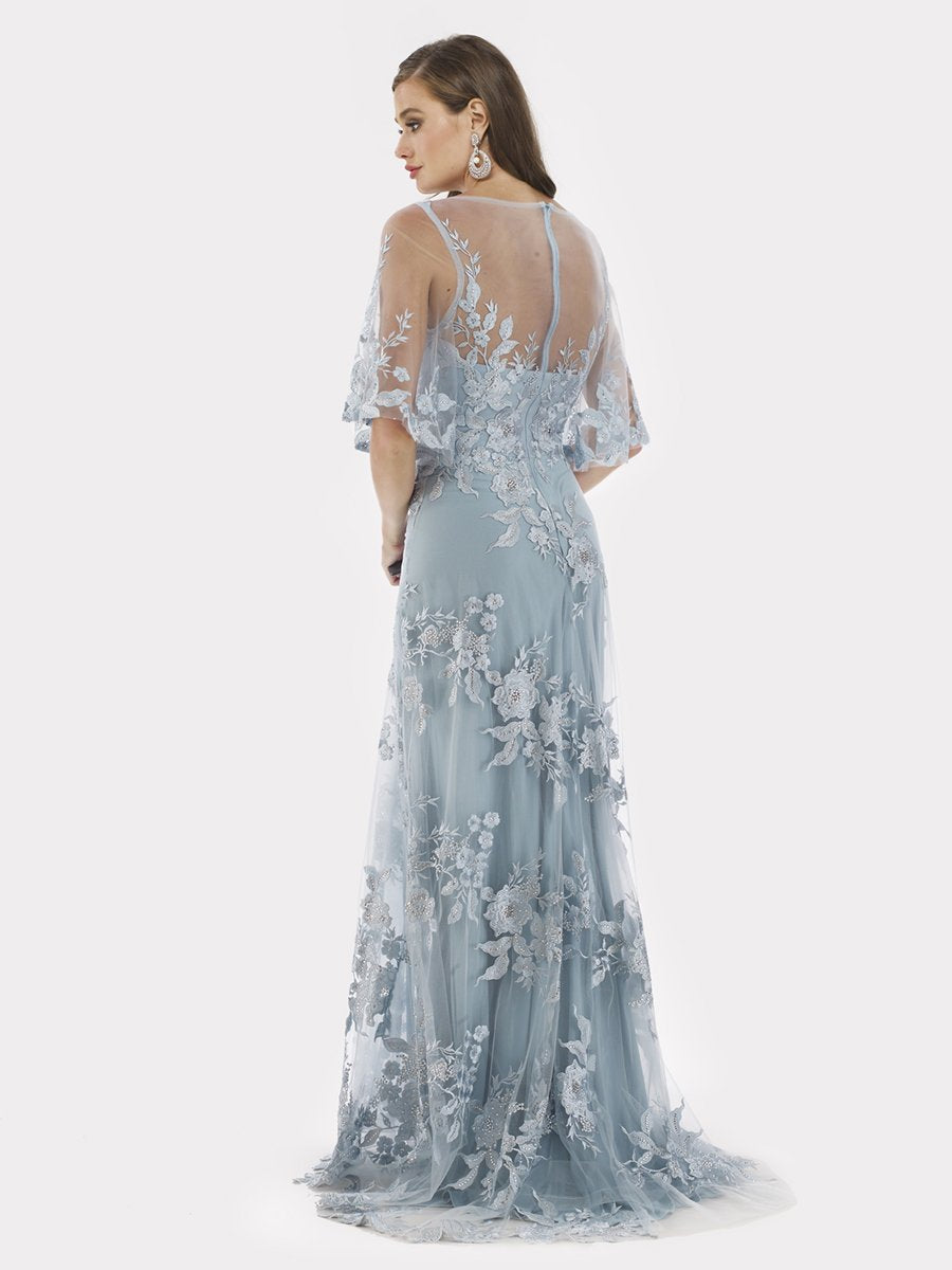Lara 29772 - Cape Sleeves A-line Lace Gown