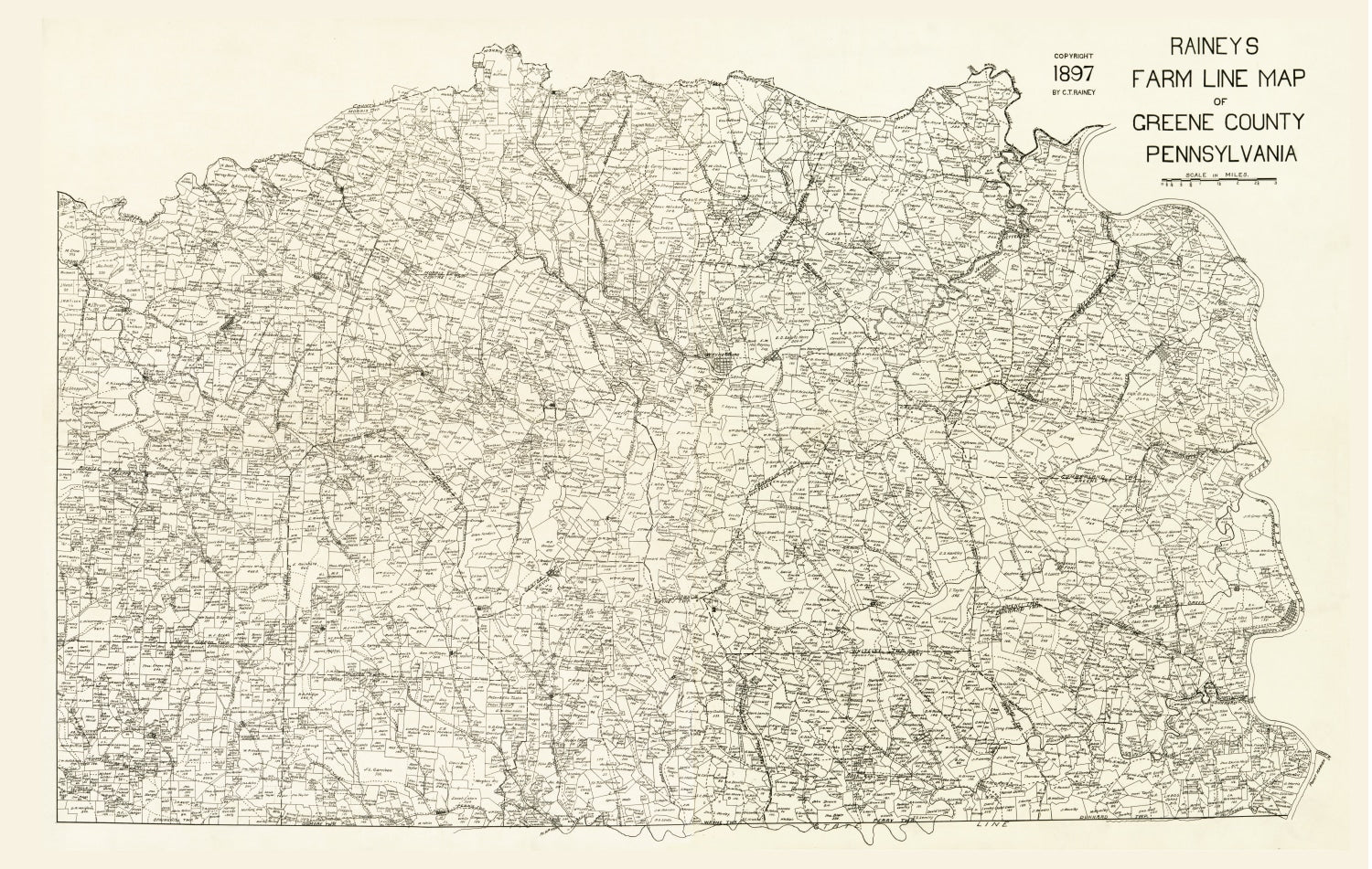 Vintage Map of Greene County, Pennsylvania 1897