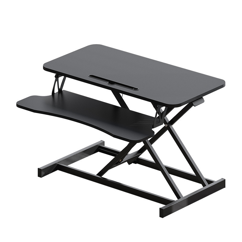 32 Inch Desk Converter, Height Adjustable Sit to Stand Riser, Dual Monitor and Laptop Workstation with Wide Keyboard Tray (BLACK) BACK-TO-SCHOOL