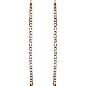 14K Rose Gold 1/4 CTW Natural Diamond Vertical Bar Earrings – image 2