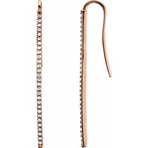 14K Rose Gold 1/4 CTW Natural Diamond Vertical Bar Earrings