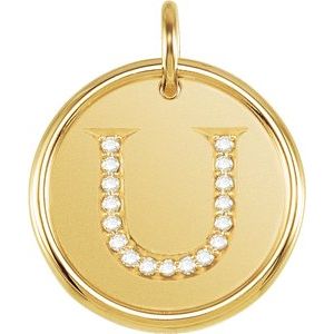 18K Yellow Gold Vermeil .08 CTW Natural Diamond Posh Mommy® Initial U Pendant